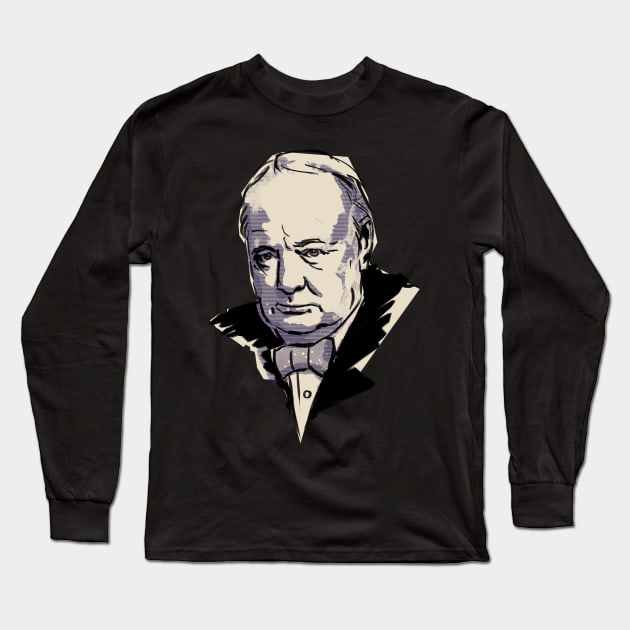 Sir Winston Churchill Long Sleeve T-Shirt by Ed Labetski Art